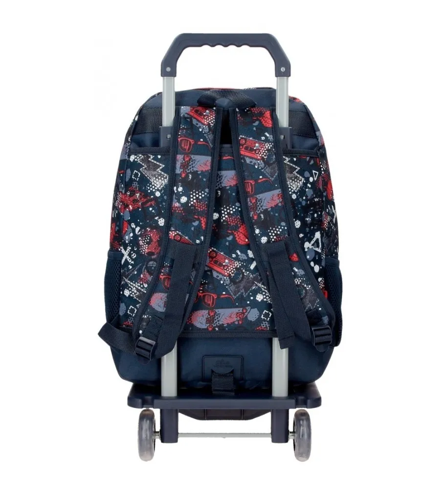 Mochila Escolar Movom Free time con carro 46 cm marino